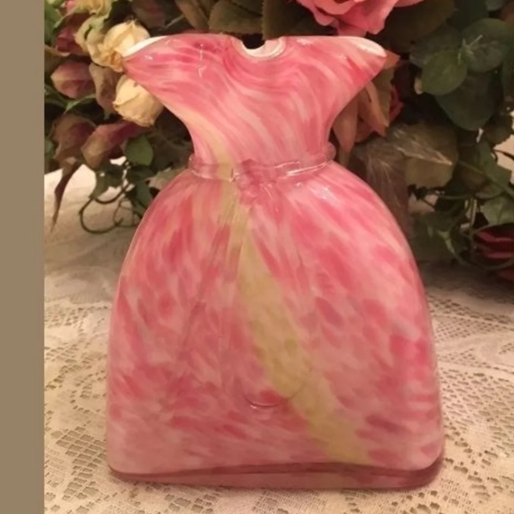 Murano Pink Swirl Vase Clear Glass Bow Vase